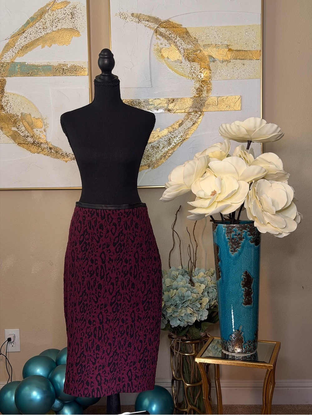 Express Women’s Purple Leopard Print Pencil Skirt